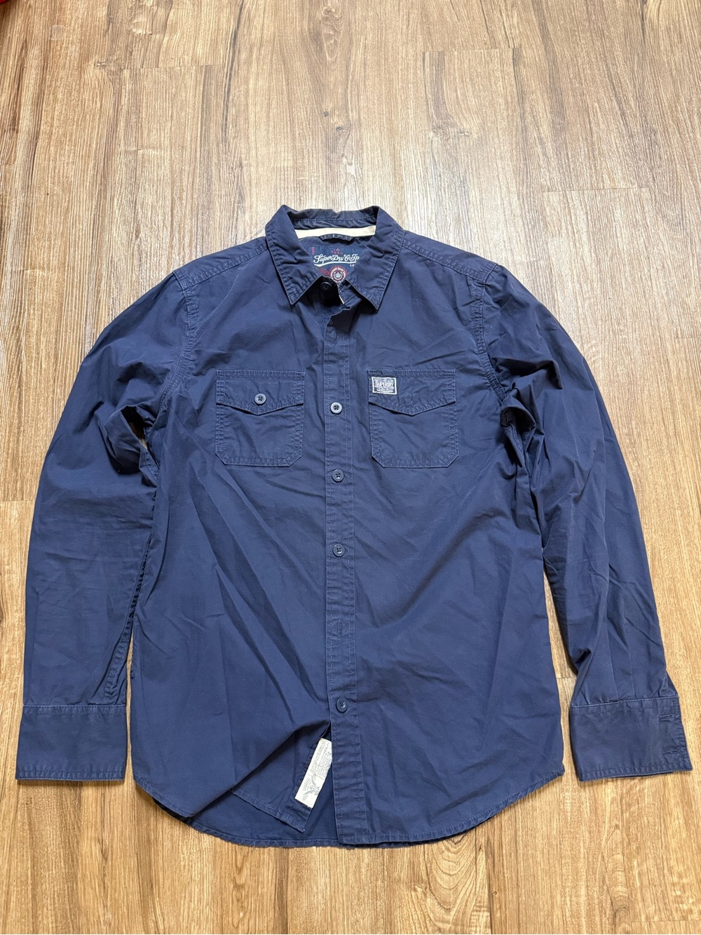 Super Dry Men's Navy Long-Sleeve Button-Down Shirt